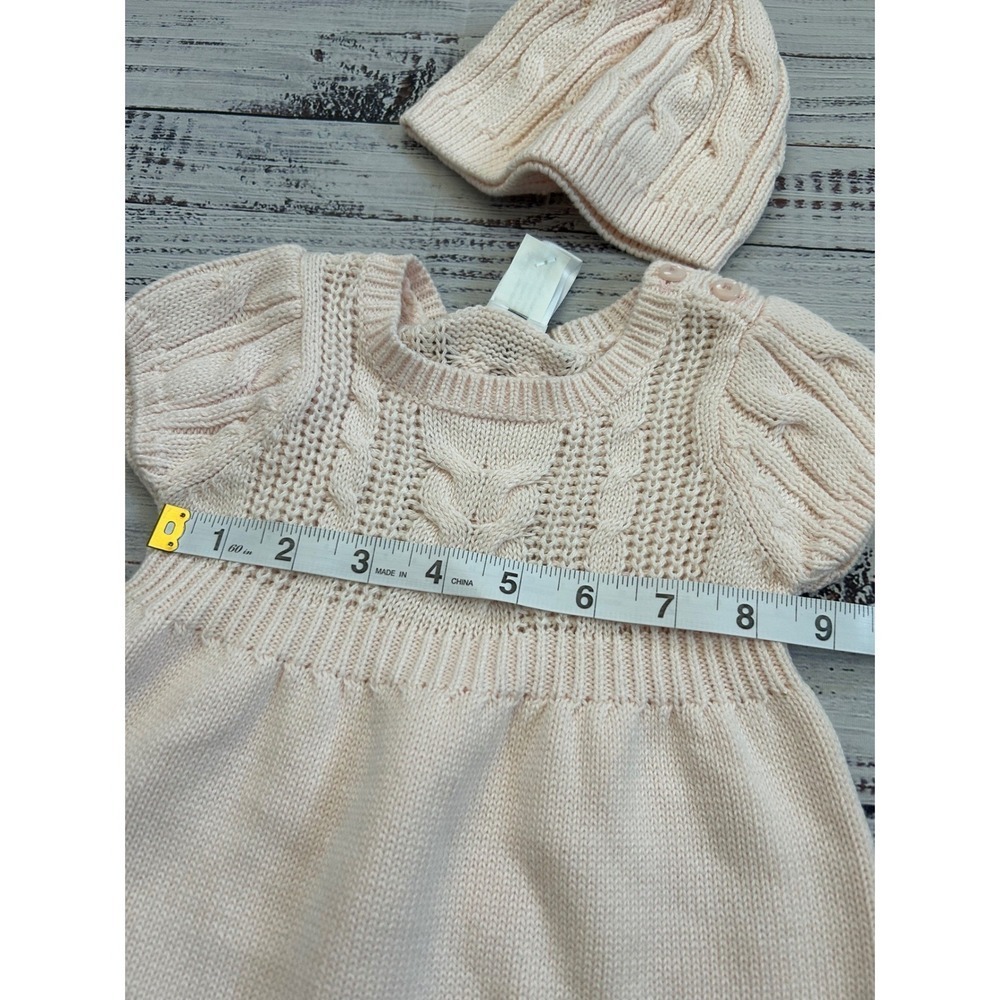 Cuddle Bear Collection Baby Girls Pink Cable Knit Sweater Dress and Hat Set 3-6M - Picture 4 of 5